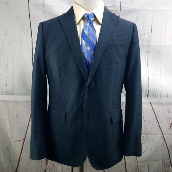 JF J Ferrar Slim Fit 42R 2 Button Bluish Gray Stitched Lapel Suit Blazer Jacket - Picture 1 of 9